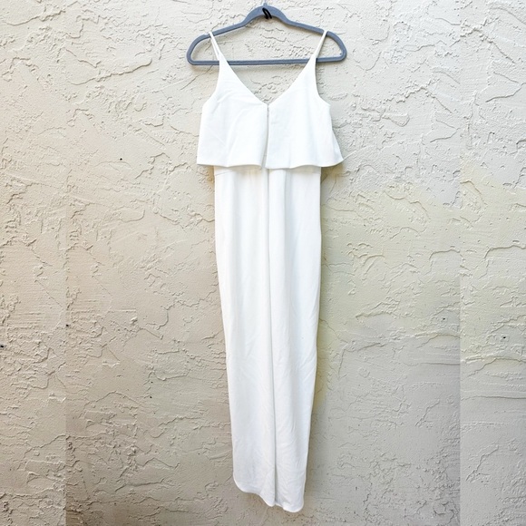 Xscape Scuba Crepe Popover Faux Wrap Gown In Ivory - Picture 5 of 6